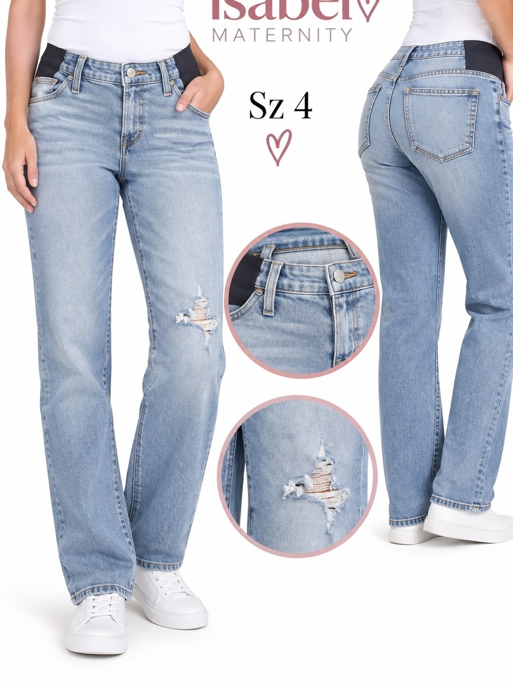 Isabel Maternity by Ingrid & Isabel Light Blue Distressed Straight-Leg Jeans
